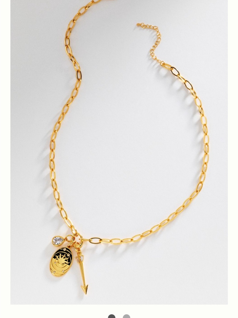 Anthropologie Gold Celestial Pendant Necklace Black NWT